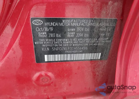 2020 Hyundai Elantra Se из США, поврежденный, VIN 5NPD74LF0LH556496